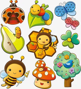 卡通昆虫矢量免抠