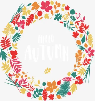 秋天彩色树叶标题框免抠