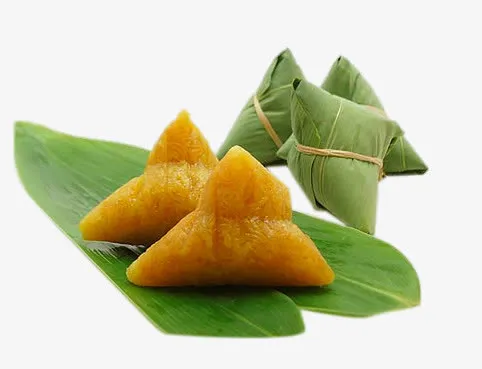 解开的粽子和粽子叶免抠