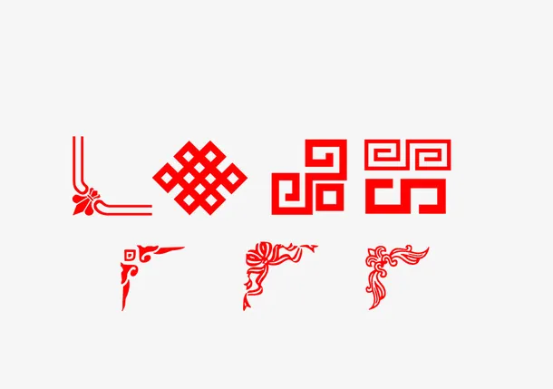 古典红色边框角设计免抠
