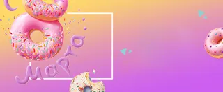 甜甜圈少女心粉色背景高清