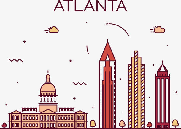 亚特兰大街景矢量图免抠