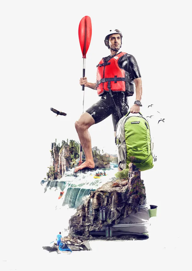 拿头浆的男人创意素材免抠