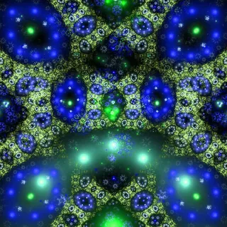 蓝色黄色小花分形背景