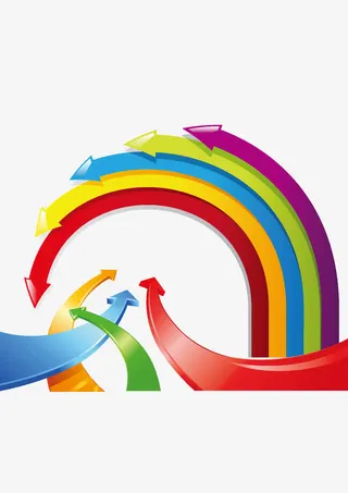 拱形彩色箭头矢量素材免抠