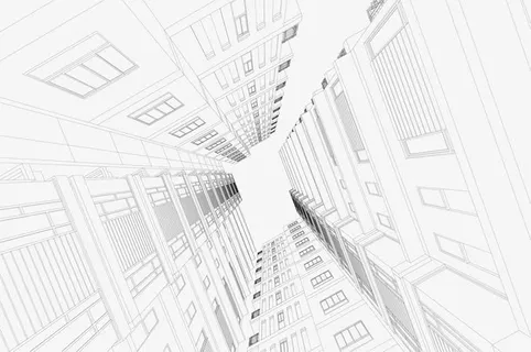 黑线立体楼房免抠