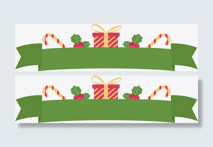 圣诞节礼盒绿色丝带免抠