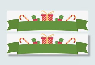 圣诞节礼盒绿色丝带免抠