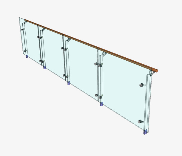 扁平钢化玻璃栏杆实物免抠