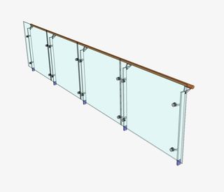扁平钢化玻璃栏杆实物免抠