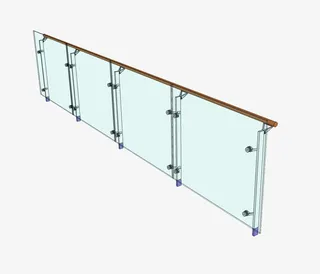 扁平钢化玻璃栏杆实物免抠
