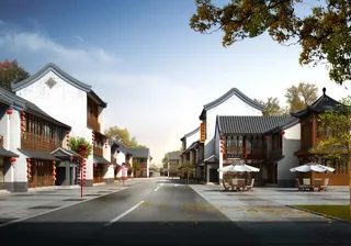 徽派建筑街景背景模板高清