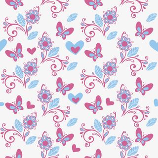 矢量彩色花卉蝴蝶背景