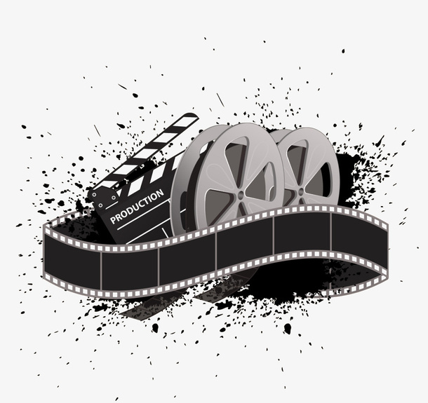 黑色泼墨电影胶圈PNG免抠