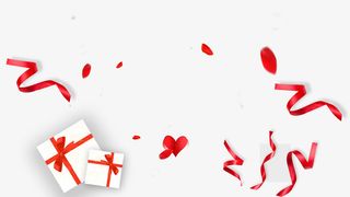 红色丝带与白色礼品盒免抠