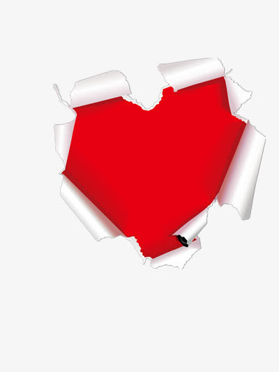 纸张撕裂爱心免抠