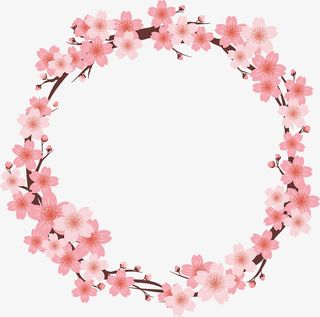 樱花花环手绘免抠