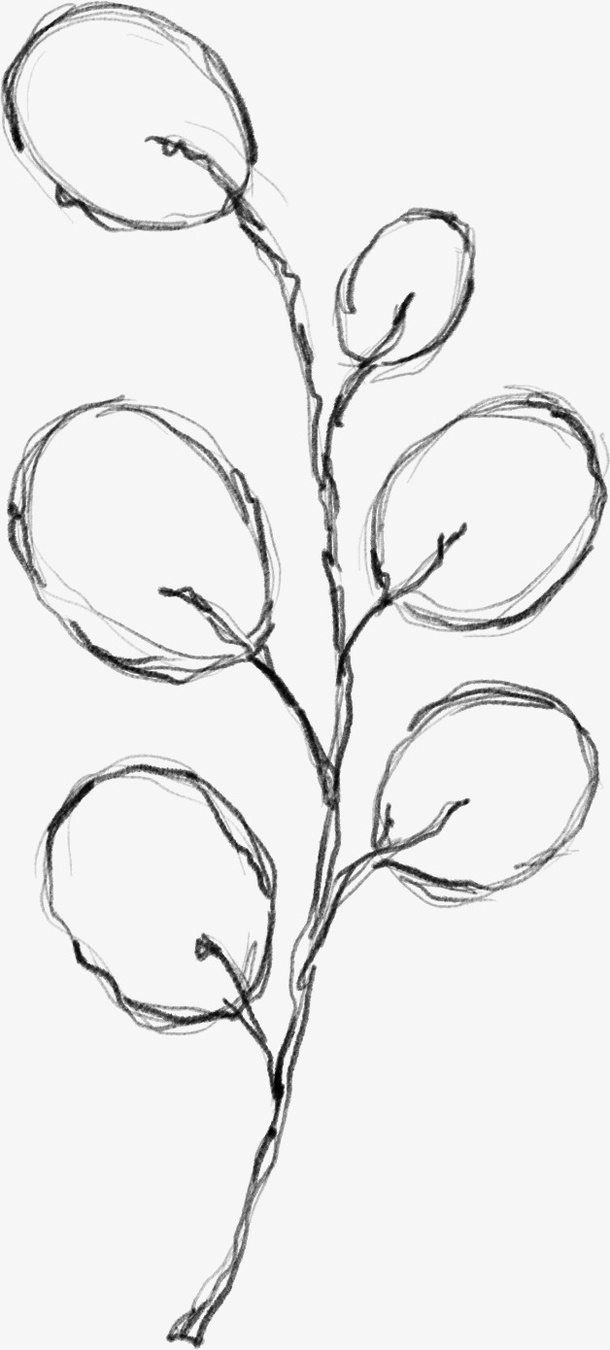 水墨植物元素9免抠