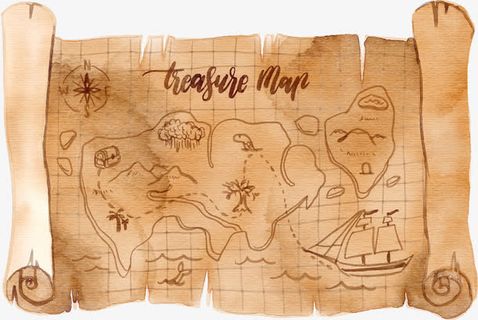 水彩复古藏宝图免抠