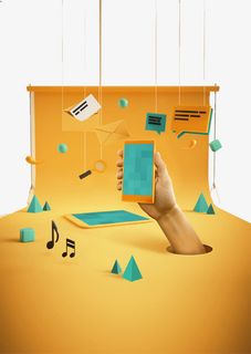 3D手机互联网创意海报素材免抠