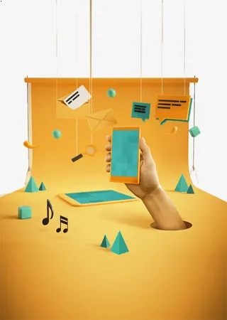 3D手机互联网创意海报素材免抠