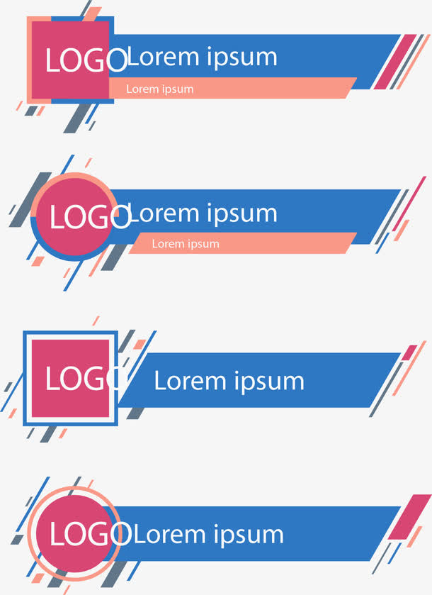 几何抽象蓝色广告牌免抠