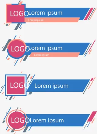 几何抽象蓝色广告牌免抠