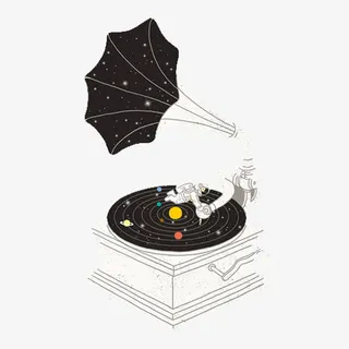 太空艺术留声机创意图案免抠