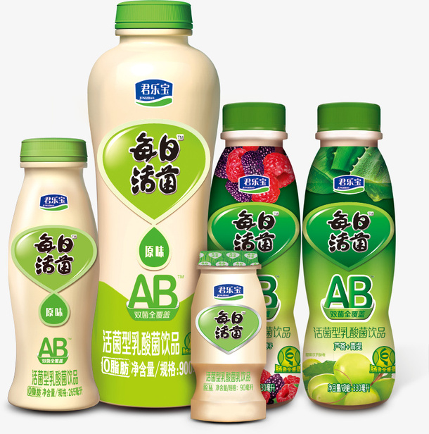 实物绿瓶盖君乐宝酸奶免抠免抠