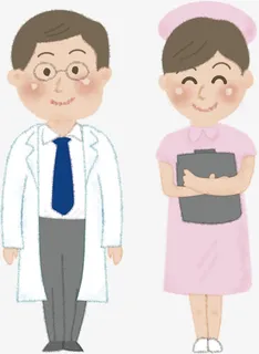 手绘护士和医生职业装展示免抠