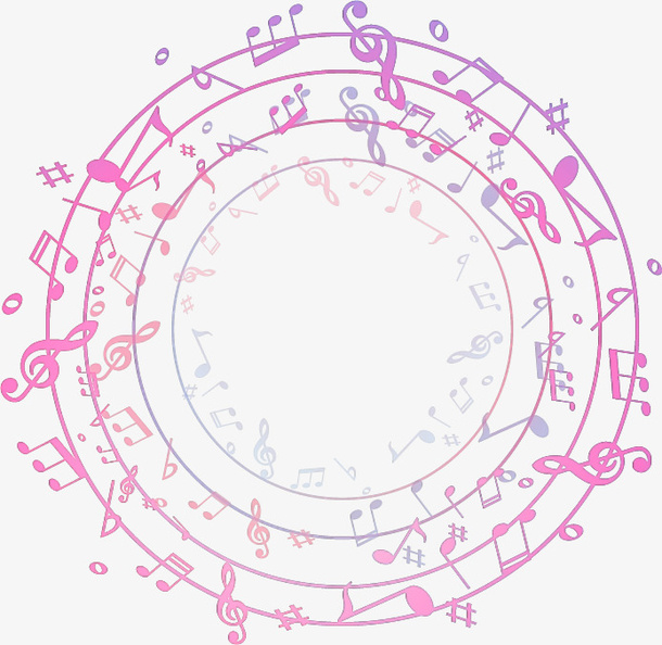 粉紫色渐变音符素材免抠