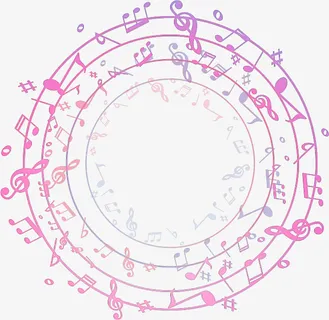 粉紫色渐变音符素材免抠