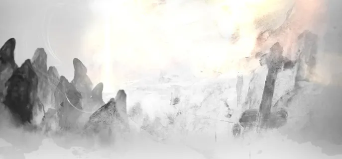 中国风水墨游戏原画山水浅色背景高清