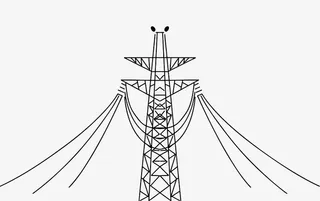手绘黑色高压电线塔免抠