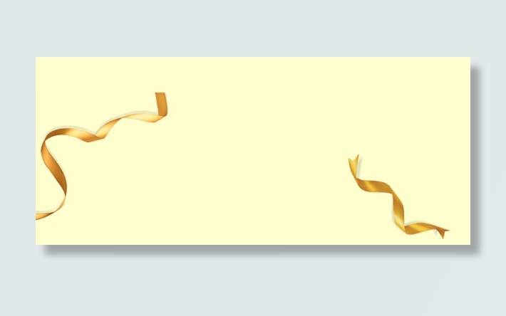 黄色背景金色丝带