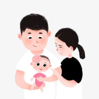 亲子家庭人物妈妈爸爸儿子可爱手绘卡通插画免抠