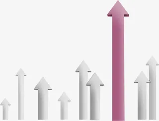 手绘粉灰色立体箭头免抠