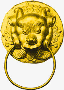 金色狮子造型门栓免抠