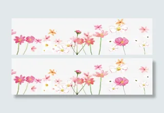 春天手绘粉色花丛免抠