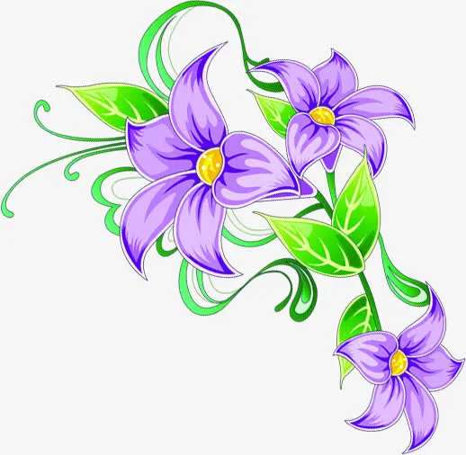 紫色手绘花朵春天植物免抠