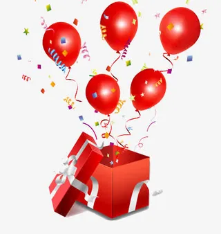 礼盒中的气球免抠