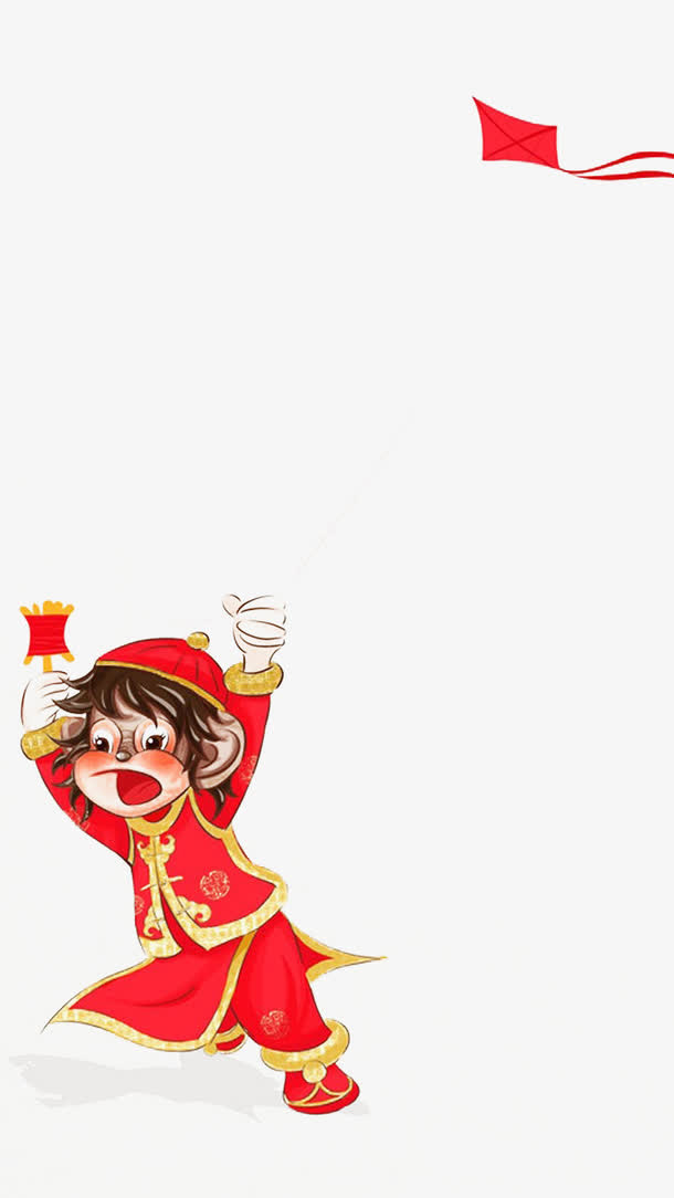 放风筝的孩子免抠