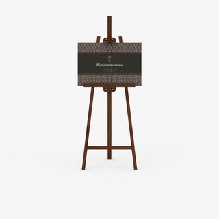 高脚棕色复古油画架子免抠