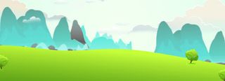 淘宝卡通山水间清新背景banner