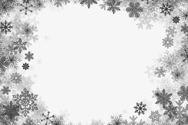 灰色雪花边框免抠
