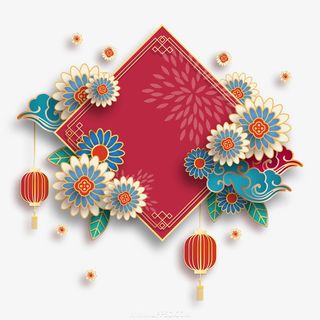 中国风国潮古风花纹免抠