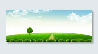 蓝天白云草地banner 海报高清