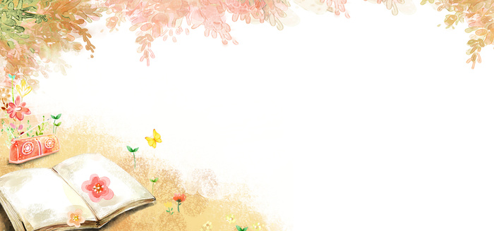 新生读书交流会橙黄色手绘清新banner高清