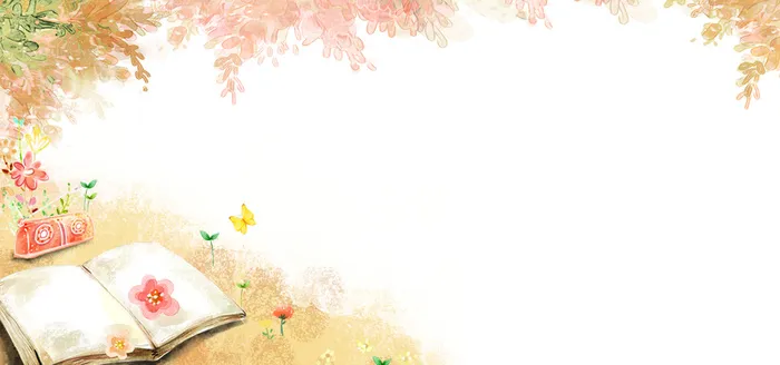 新生读书交流会橙黄色手绘清新banner高清