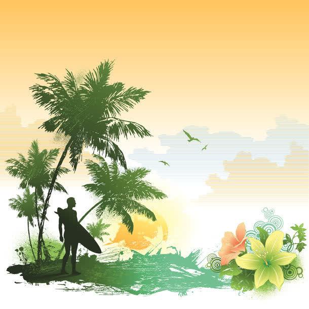 手绘插画背景墙